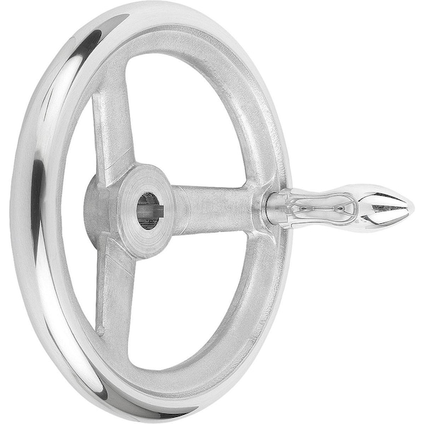 Handwheel DIN950, D1=400 Reamed Hole W Slot D2=30H7, B3=8, T=33, 3, Aluminum, Machine Handle